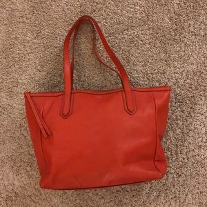 Fossil Orange Leather Tote
